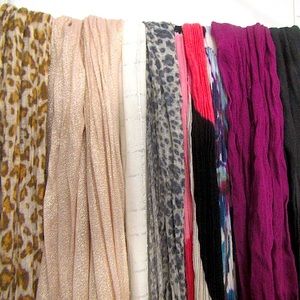 Lot of 8 shawls scarves in various colors and fabrics